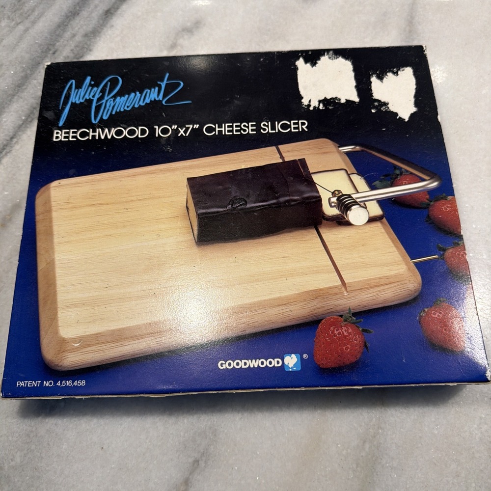 JULIE POMERANTZ; WIRE CHEESE SLICER 10X7 BOARD GOODWOOD #695 U.S.A.